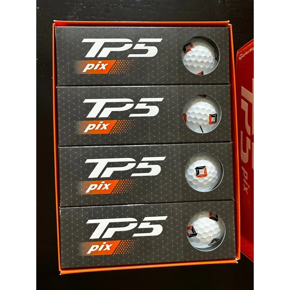 TaylorMade TP5 Pix Golf Balls White Orange Black ClearPath Alignment 1 Dozen NEW